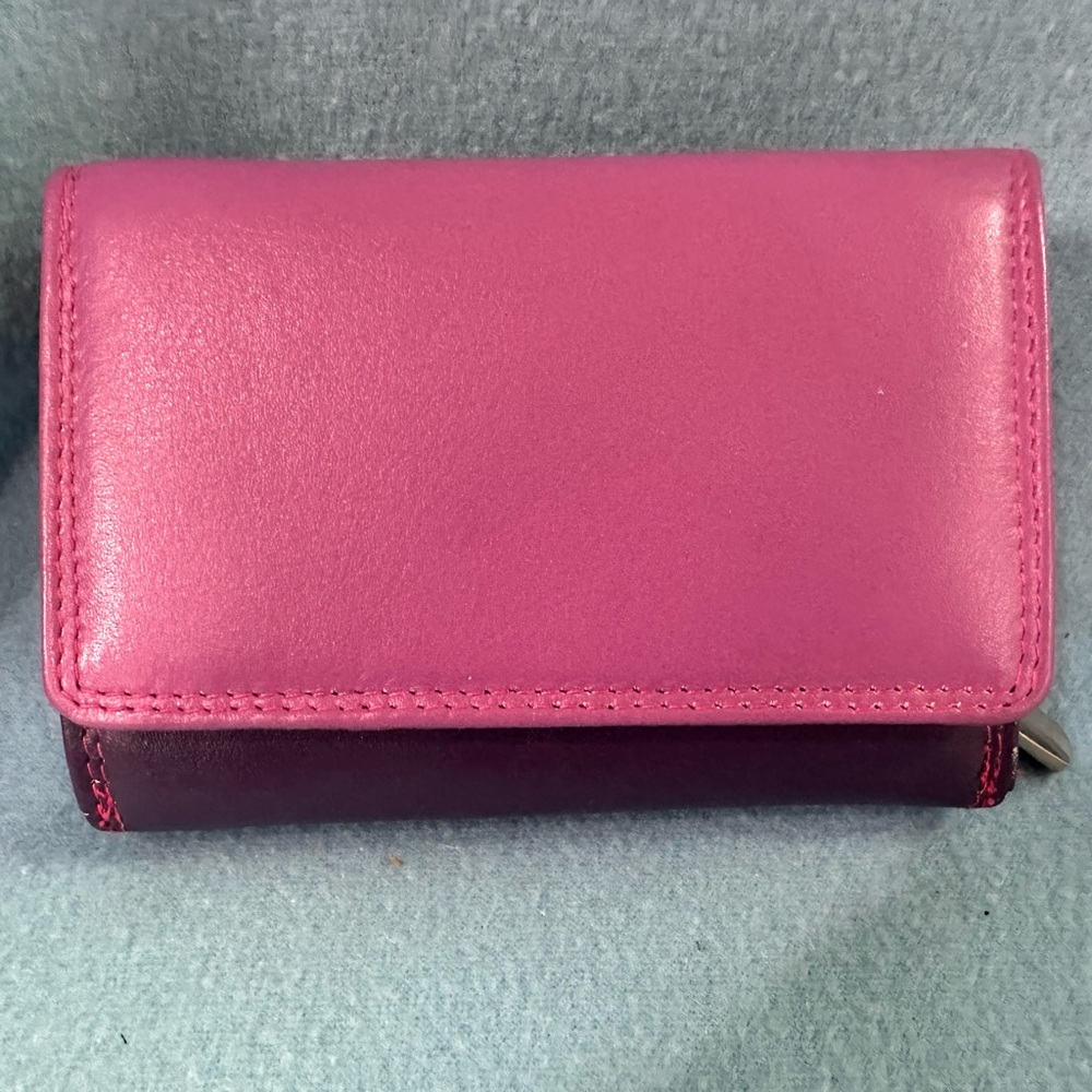 Golunski Leather Trifold Wallet Purple/Pink EUC